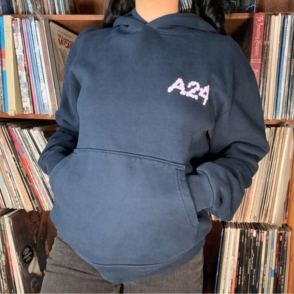 Navy Blue Hoodie with A24 Logo